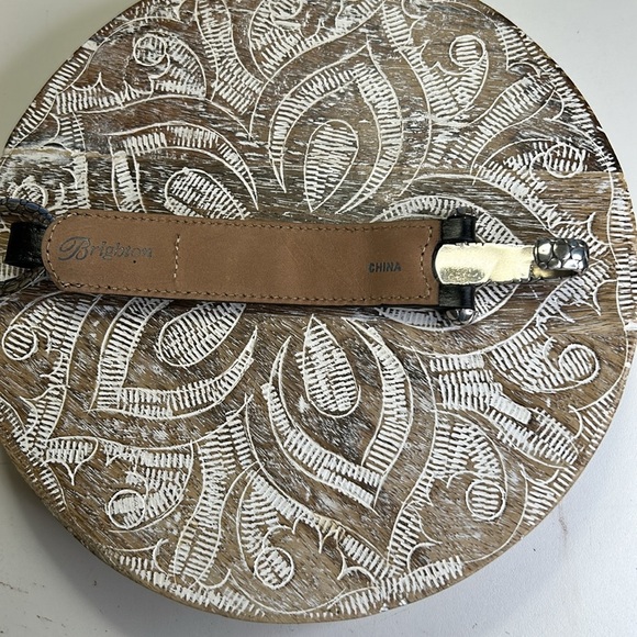 BRIGHTON WOMENS BLACK SILVER CLASP AND SILVER OVAL BUCKEL WESTERN  BELT SZ 38 - Picture 9 of 13